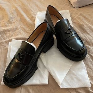 COACH Black Leather Leah Loafers